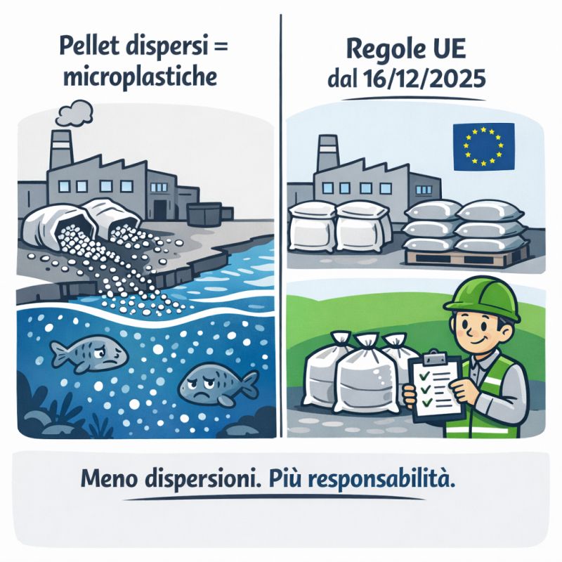 Regolamento UE 2025 microplastiche pellet filiera industriale